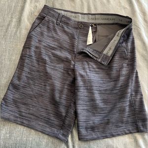Under armour mens heathered grey flat front athletic/golf/casual shorts size 34